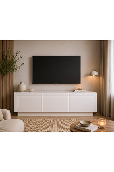 MUPİ CONCEPT Ewa 135 cm TV Sehpası Karina Meşe Soft Aytaşı 3 Kapaklı Modern M...
