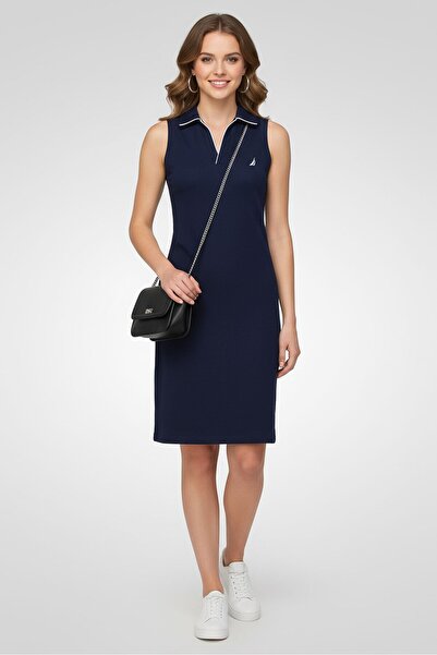 Nautica Women Embroidered Logo Mini Dress, Navy Blue