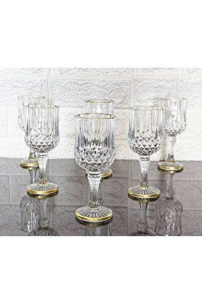 atabey home 6 ADET KAHVE YANI SU BARDAĞI -GOLD DETAYLI 15 CM- 160 ML BUSE