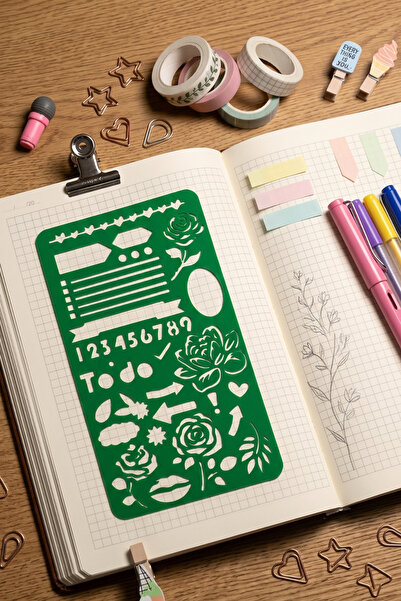 Karmelom Studio Στένσιλ-χάρακας Bullet Journal με αριθμούς και μοτίβα λουλουδ...