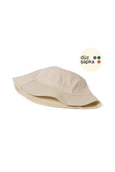 düz şapka studio Flat Hat |   Beige Gabardine Bucket Fisherman Hat - Minimalist, Without Logo and Text
