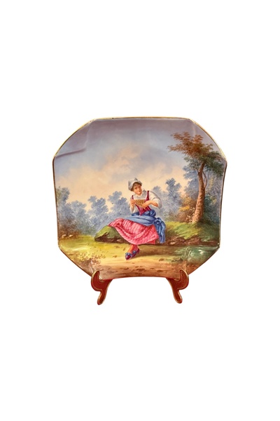 tayfuntufan antika koleksiyon French Hand-Painted Decorative Plate - 22 cm X ...