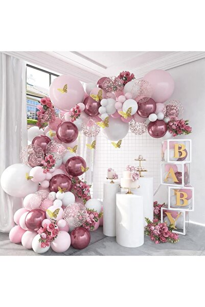 BPA Silk Route 140PCS Pink Balloon Garland Arch Kit - Metallic & Confetti Lat...