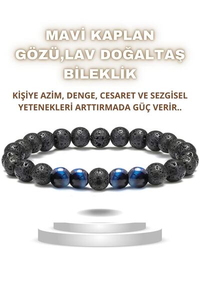 LADIN DOGALTAŞ Howlite, Lava Natural Stone Bracelet Set 8 Mm (Wealth, Abundan...