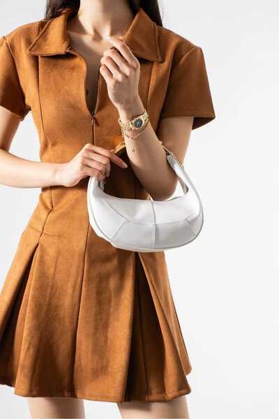 ÖZÜM ÇANTA Emmy Model Women's Hand and Shoulder Crossbody Bag White