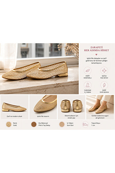 CICIKIZ Işıl, Pointed-Toe, Low-Heel, Mesh Upper with Shiny Stone Details, Bal...