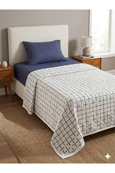 ŞENER HOME Striped Patterned Sheet with Elastic Single Pique Set
