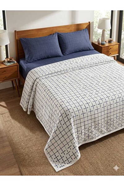 ŞENER HOME Striped Patterned Sheet with Elastic Double Pique Set