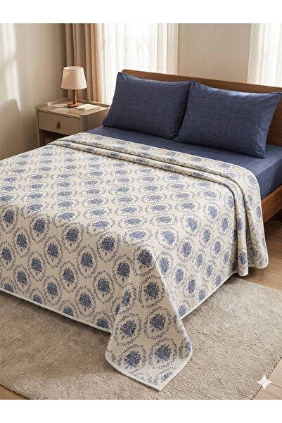 ŞENER HOME French Bouquet Patterned Sheet with Elastic Double Pique Set