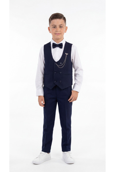 Mışıl Kids Set pentru băieți cu vestă, papion și lanț cu 6 nasturi