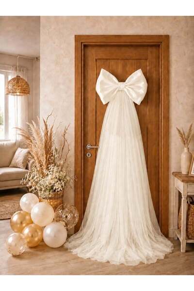 Kirpi Süs 40*220 cm saten & kristal tül fiyonk bebek kapı süsü, baby shower, ...