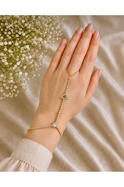Çağla Accessories Triangle Evil Eye Detailed Shahmeran Bracelet