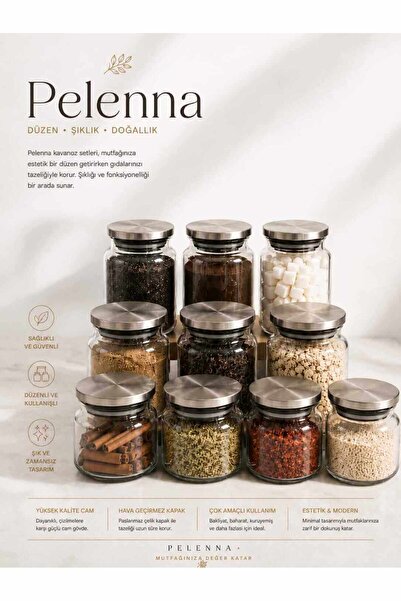 Pelenna 10-Piece Vacuum Glass Jar Set with Metal Lids (4 Pcs. 250 ml + 3 Pcs....