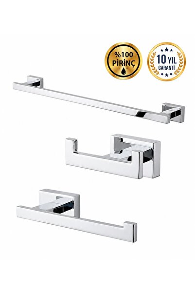 OSSO BANYO Katre Series Brass Chrome Bathroom Accessory Set Towel Holder Hang...