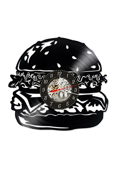 OEM Ceas de perete decorativ, Burger / Hamburger Fast Food, din disc de vinil...
