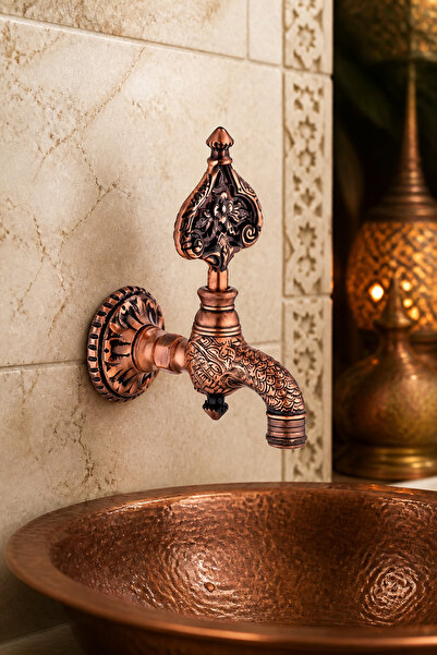 İSAOĞLU YAPI Copper Bronze Kurna Faucet Retro Special Design Rustic Bathhouse...