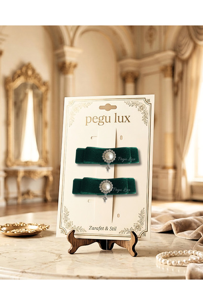 pegu baby collection Set de 2 agrafe de păr din catifea verde smarald, mici, ...