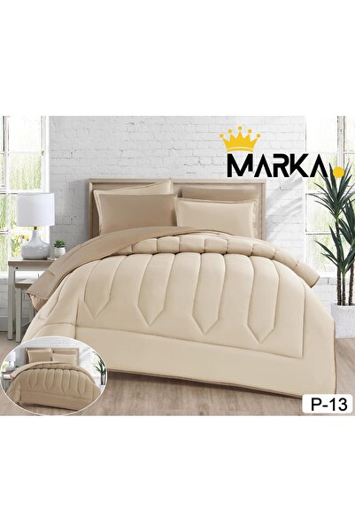 REDROSE COLOR Double-Sided Plain Quilted Bedspread 6 Pieces - Double-Sided Pl...