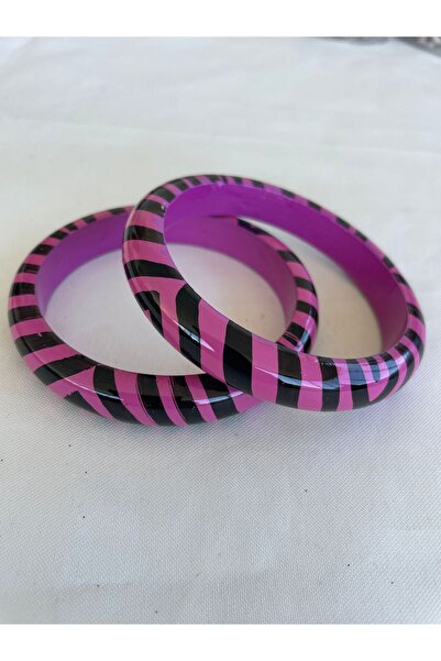 Home Pembe Siyah Zebra Desenli Hint Bilezik Seti