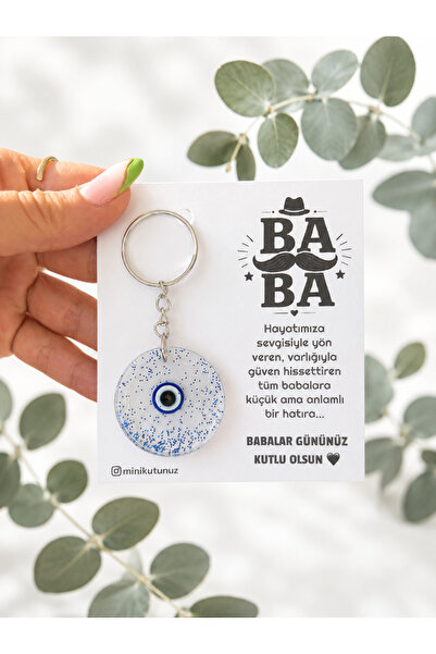 Tasarım 10 Adet Babalar Günü Epoksi Anahtarlık