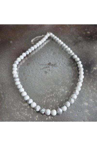DRUZY Colier howlit alb, pietre semipretioase, Silence #97