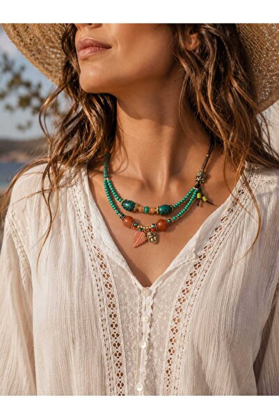 cleopatra takı aksesuar Viridia Handmade Bohemian Women's Necklace with Buddh...