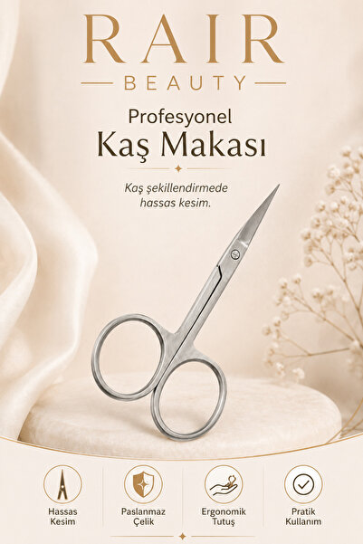 RAİR BEAUTY Kaş Makası Paslanmaz Çelik Kaş Bıyık Makası