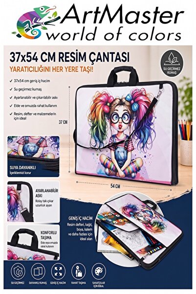 Artmaster Resim Çantası Desenli Kumaş 37x54 cm 1 Adet Art11 Teknik Resim Dosy...