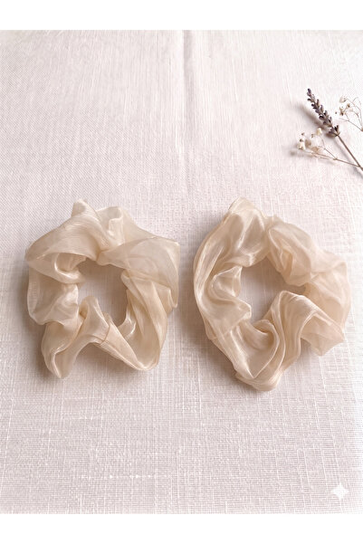 GLOWILLA Kadın Lüks Organze Scrunchie Saç Tokası - Parlak Tül Lastikli Topuz ...