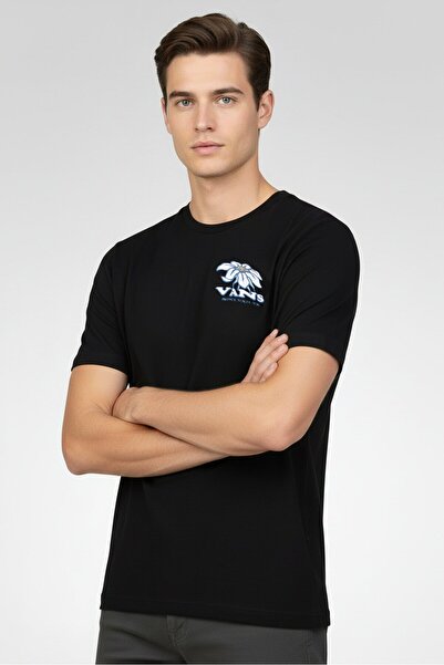 Vans Men Crew Neck Short Sleeve Graphic Print T-Shirt, Black