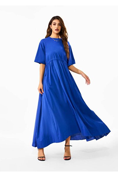 RARA Cotton Dress with Waist Detailing - Indigo