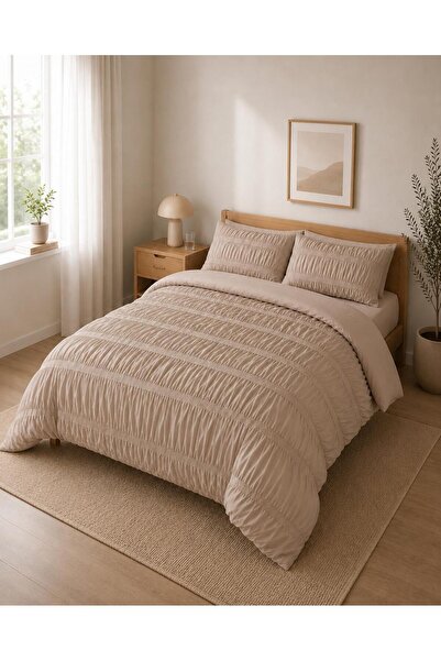 BESTİNA GOLD Drawstring Double Cotton Duvet Cover Set