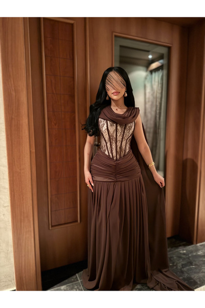 ALGOOD High-End Lace Dress Mocha