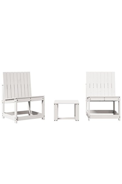 vidaxl Garden furniture set, 3 pieces, white, solid pine wood