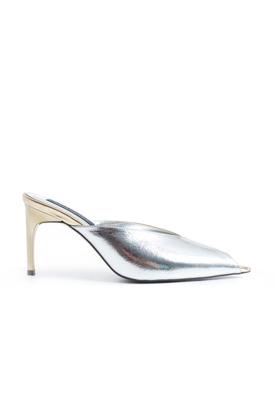 MaiaMarca Serena Heeled Slippers - Silver
