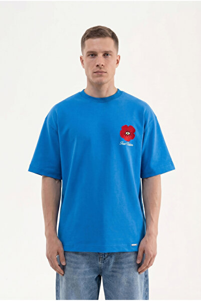 Machinist Tricou interlock brodat pentru bărbați, albastru deschis