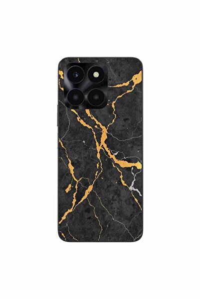 OEM Husa compatibila cu Honor X6a Silicon Gel Tpu Model Noir Gold Marble