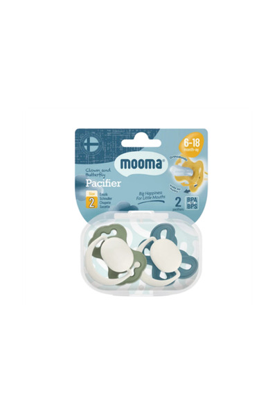 MOOMA Clown and Butterfly Pacifier No:2 Pastel Blue & River Green Bpa & Bps F...