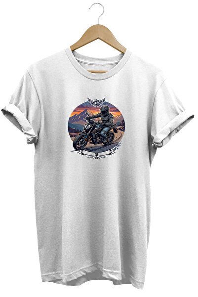 WİDİ Tricou pentru bărbați cu imprimeu motocicletă, design retro vintage, imp...