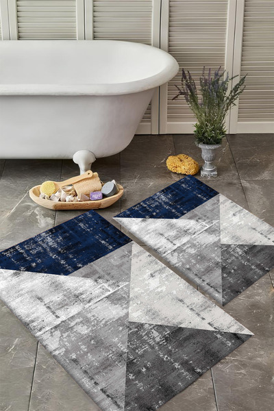 VİVİCAHOME Washable Non-Slip Based 2-Piece Bath Mat Set Stylish Design Bath Mat