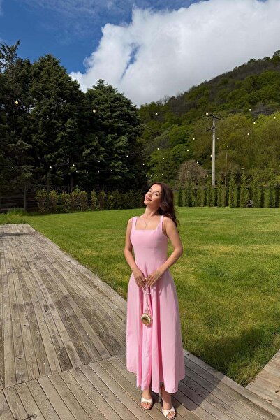 mylove Square Neck Sleeveless Dress Pink