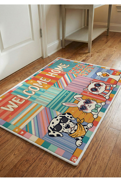 Artvibe Covoraș de bun venit cu model de animale drăguțe, covoraș decorativ c...