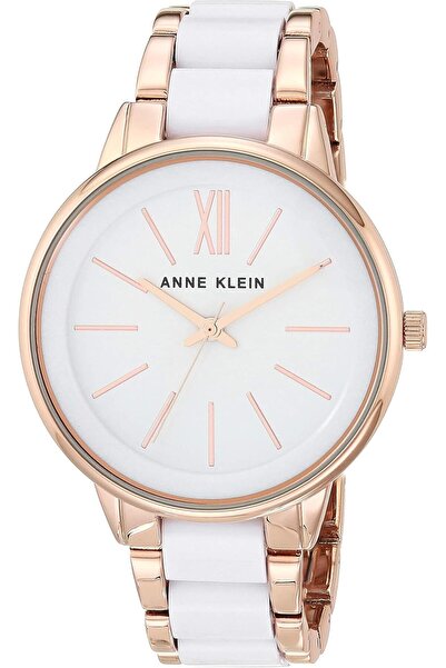 Anne Klein ساعة نسائية بحركة كوارتز مع سوار من الراتنج، ومينا أسود