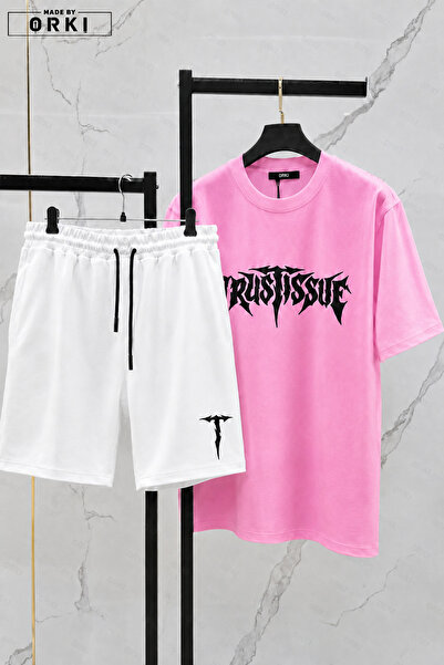 EFFRENATU Unisex Oversize Printed T-Shirt Shorts Set 2-Piece Summer Relaxed F...