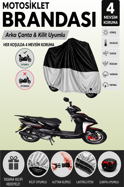Cemku Double Black Top - Gray Bottom, Rear Bag Compatible Motolux Rossi Rs 50...