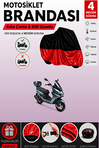 Cemku Double Black Top - Red Bottom, Rear Bag Compatible Rks Newlight 125 Pro...