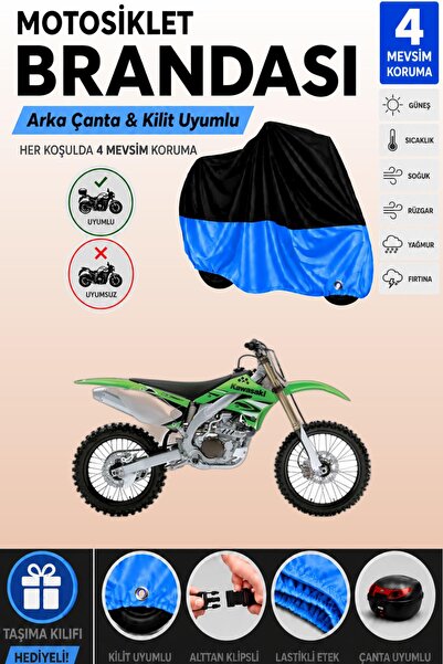 Cemku Double Black Top - Blue Bottom, Rear Bag Compatible Kawasaki Kx 450F Mo...