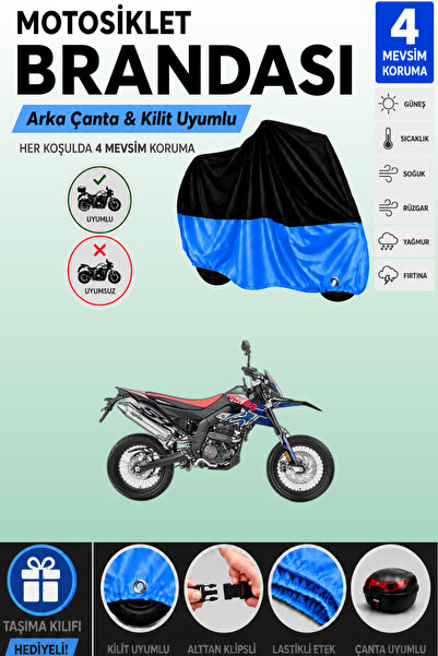 Cemku Double Black Top - Blue Bottom, Rear Bag Compatible Aprilia Sx 125 Moto...