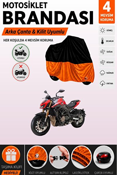 Cemku Double Black Top - Orange Bottom, Rear Bag Compatible Benelli T.N.T 600...