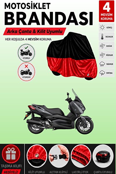 Cemku Double Black Top - Red Bottom, Rear Bag Compatible Yamaha X-Max 125 Iro...